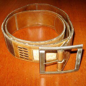 PARIS Vintage Belt Latigo Kemilon Women's Size 34 Brown Weave Pattern Made Haiti